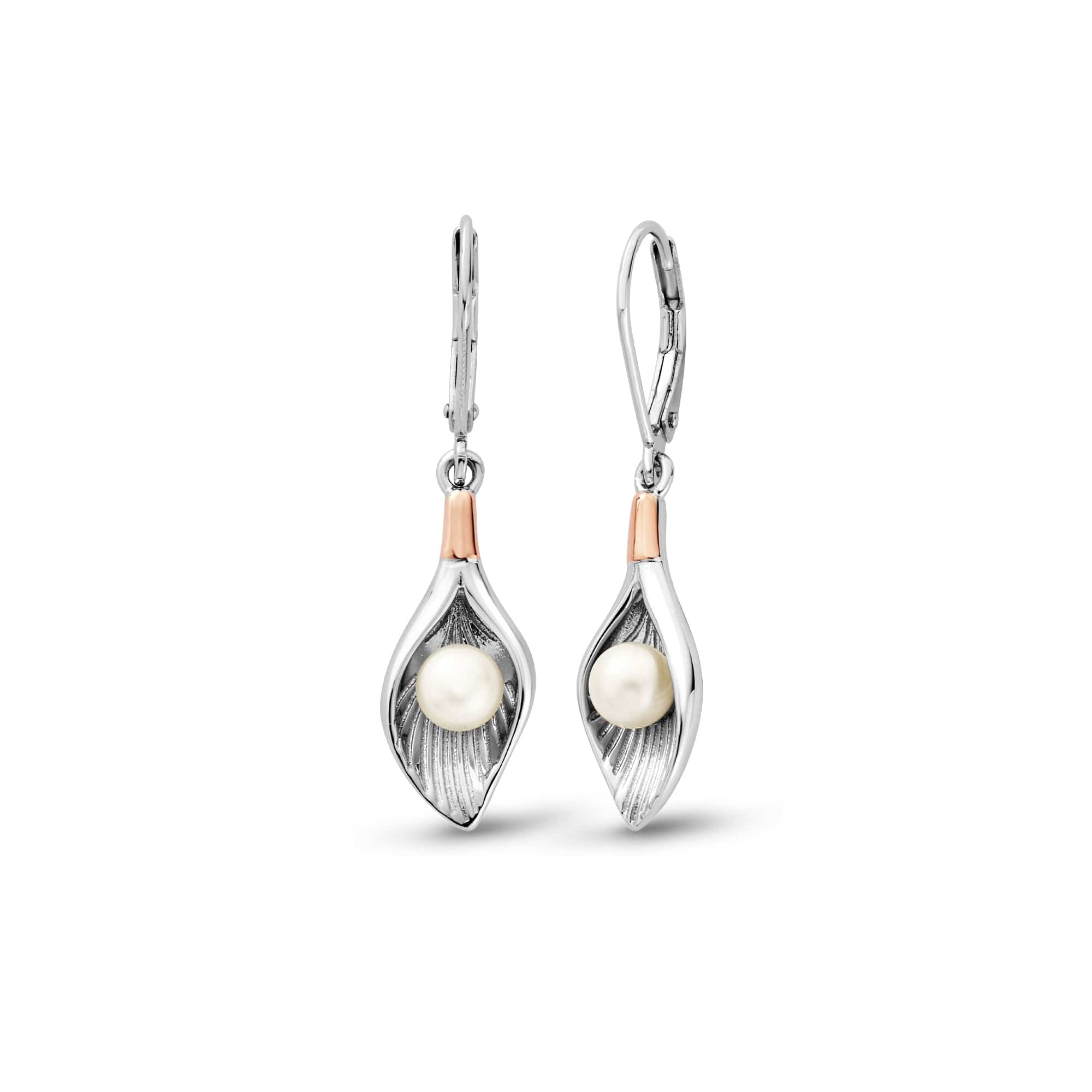 Nature's Wonder Sterling Silver Oyster Shell Drop Earrings with Pearls