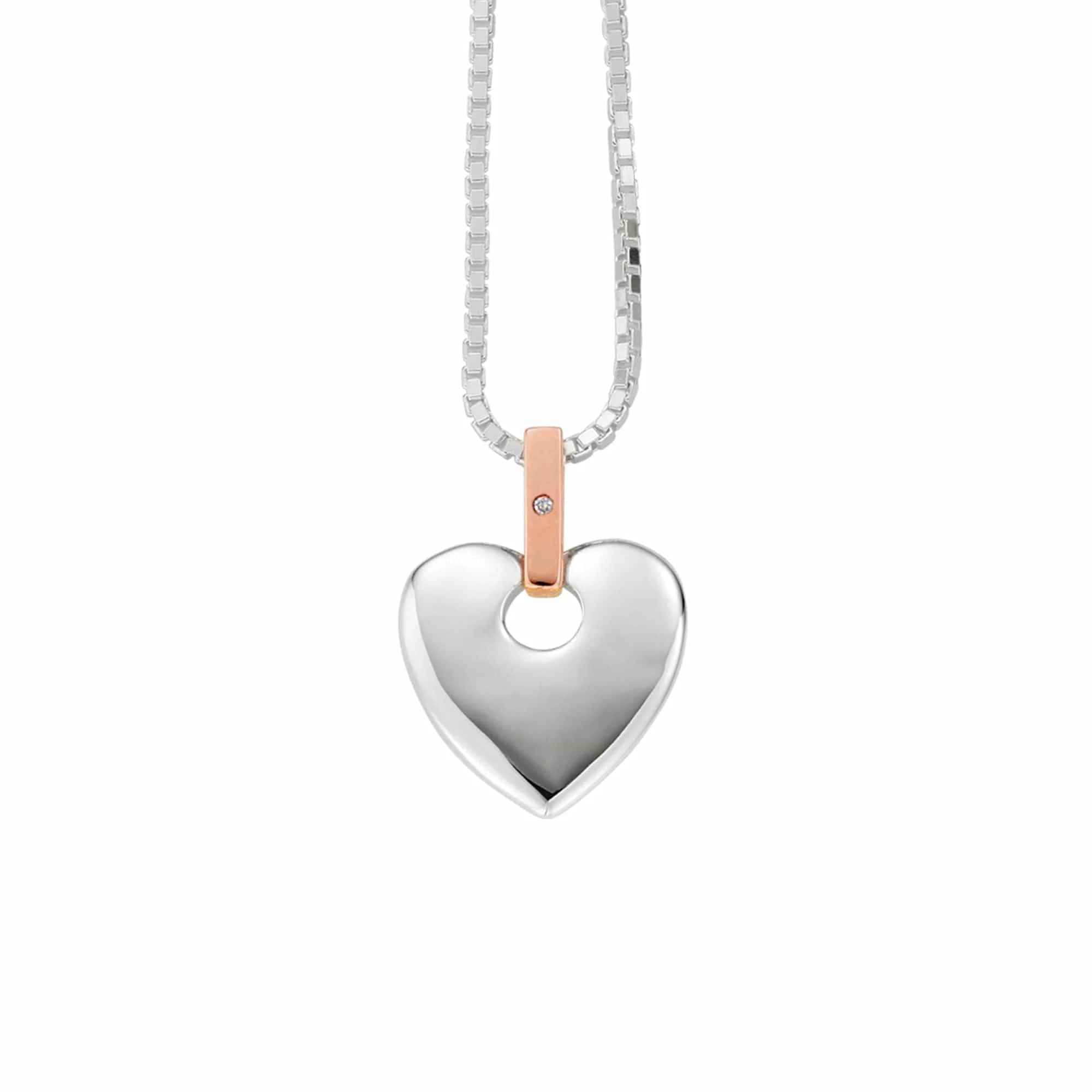 Cariad® Sterling Silver Big Heart Pendant with Diamond