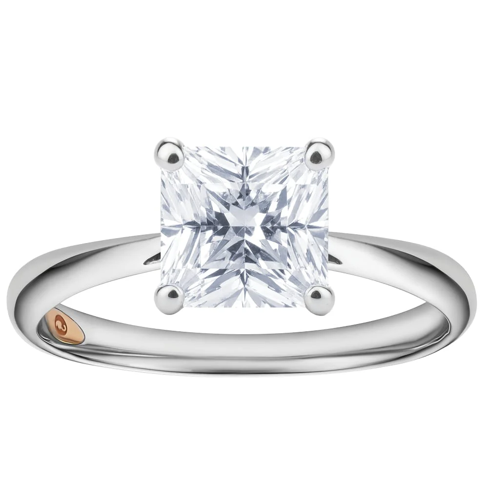 Celebration (M) - 9K White with 9K Rose Gold - 2 carat, Lab Grown Diamond, Princess Cut