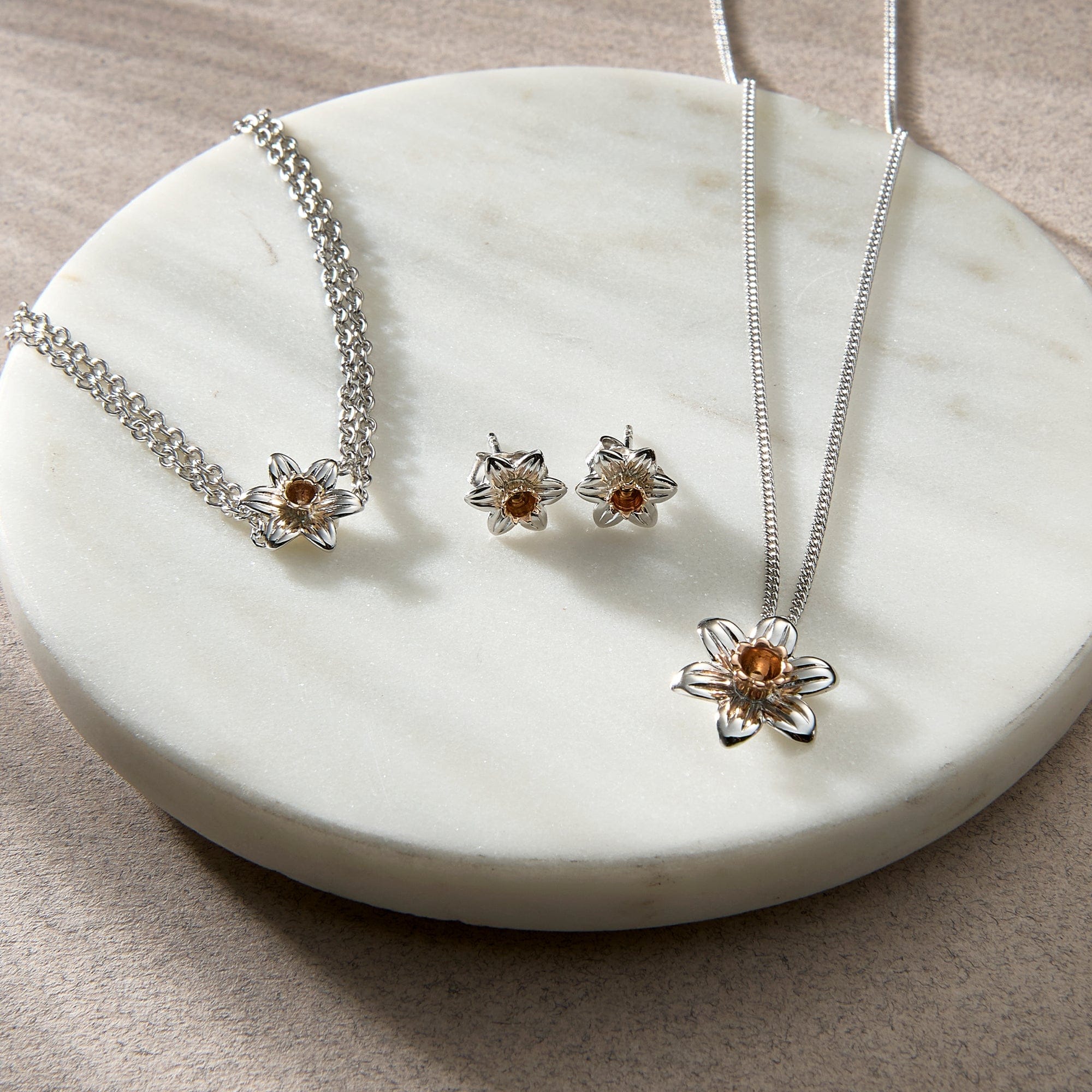Nature's Wonder Sterling Silver Daffodil Stud Earrings - Image 2