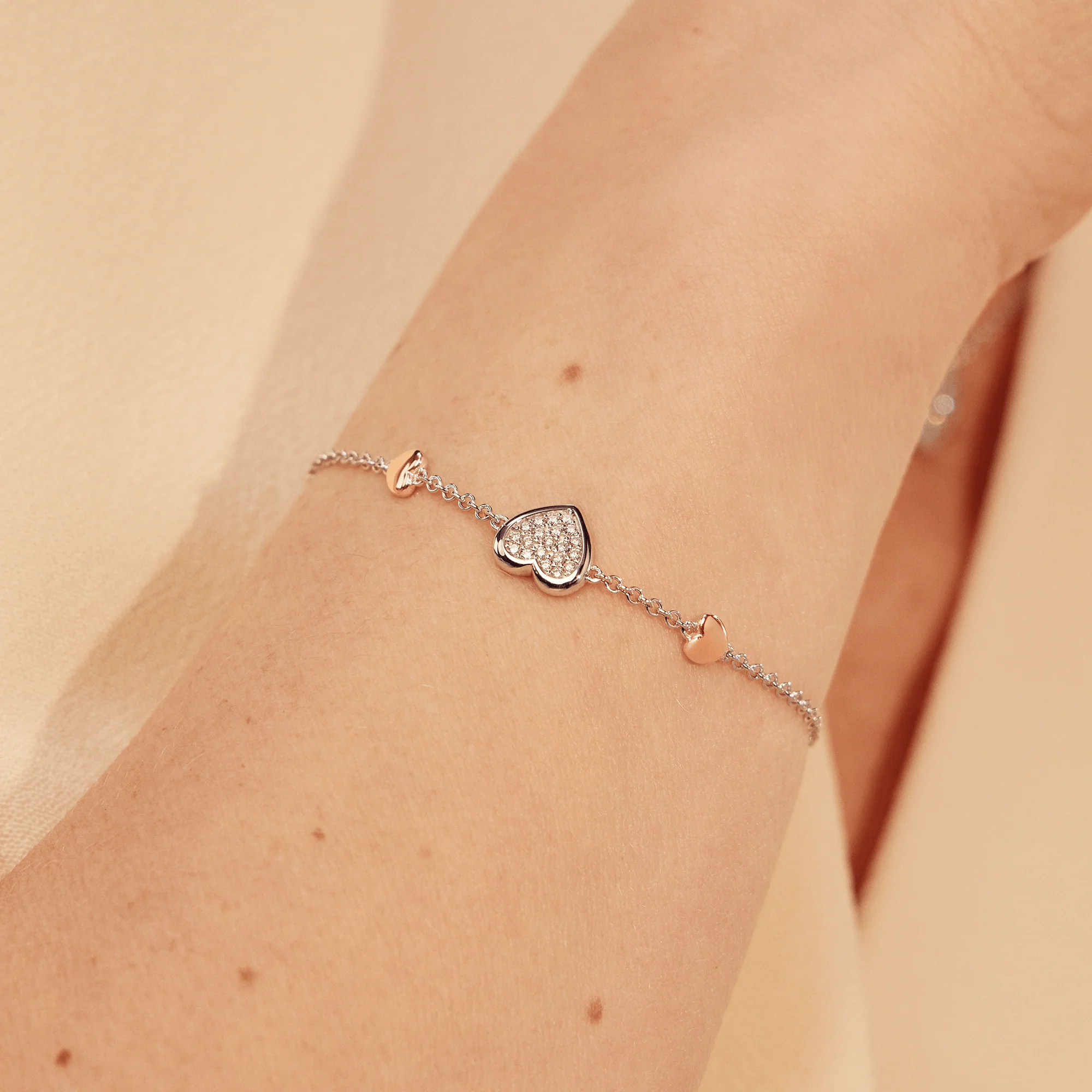 Forever Yours Sterling Silver Love Heart Bracelet with Swarovski® Zirconia - Image 3