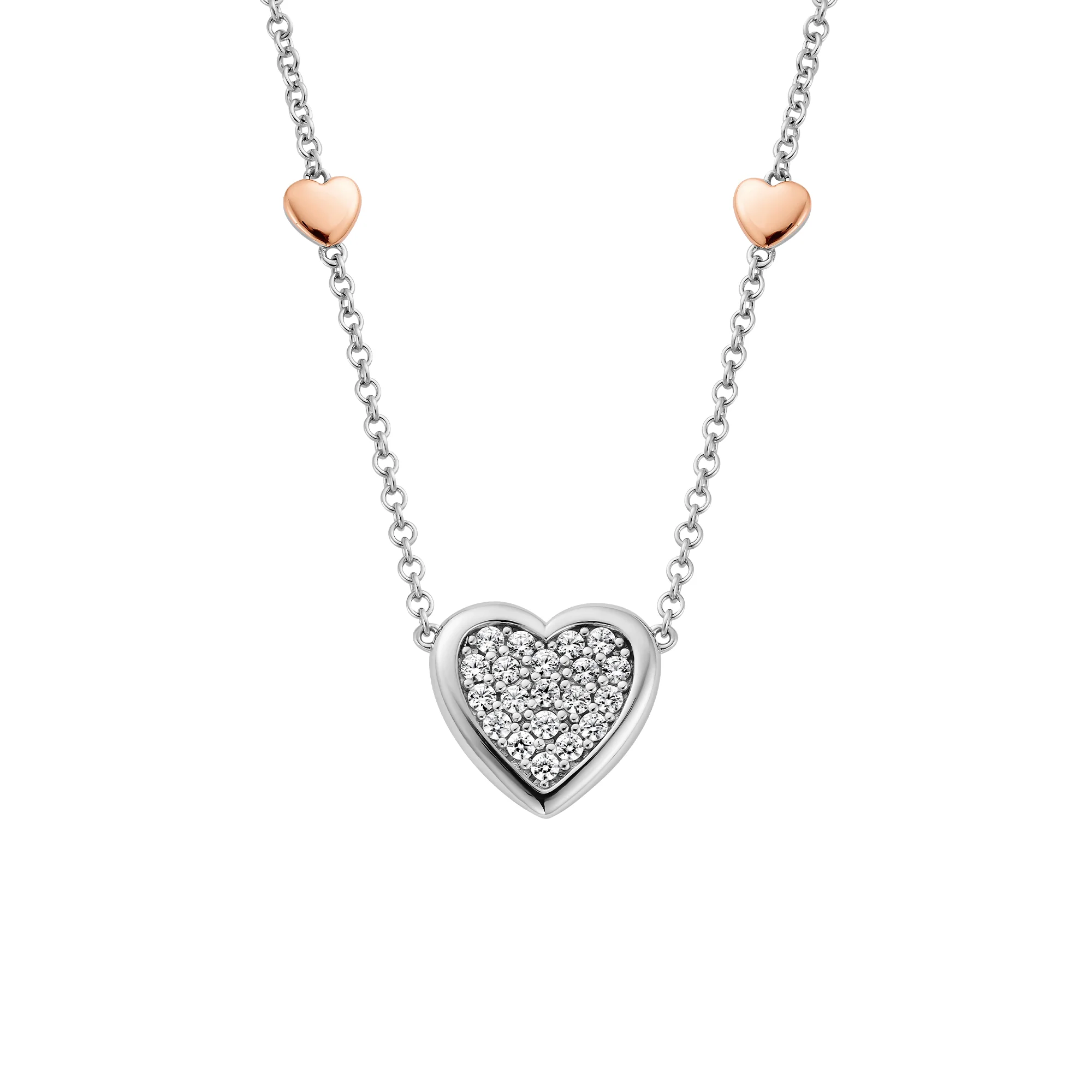 Forever Yours Sterling Silver Love Heart Necklace with Swarovski® Zirconia