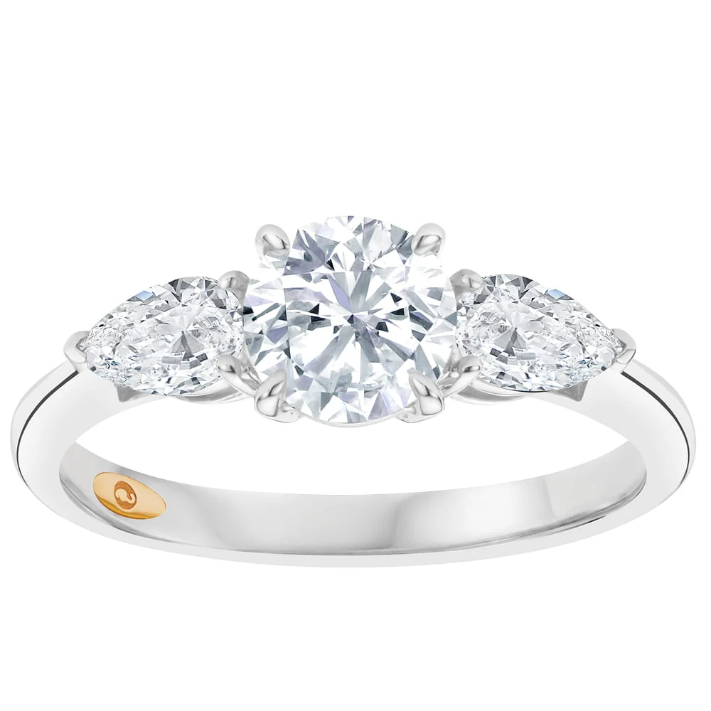 Past Present Future (L) - 9K White with 9K Rose Gold - 1 carat, Lab Grown Diamond, Princess Cut