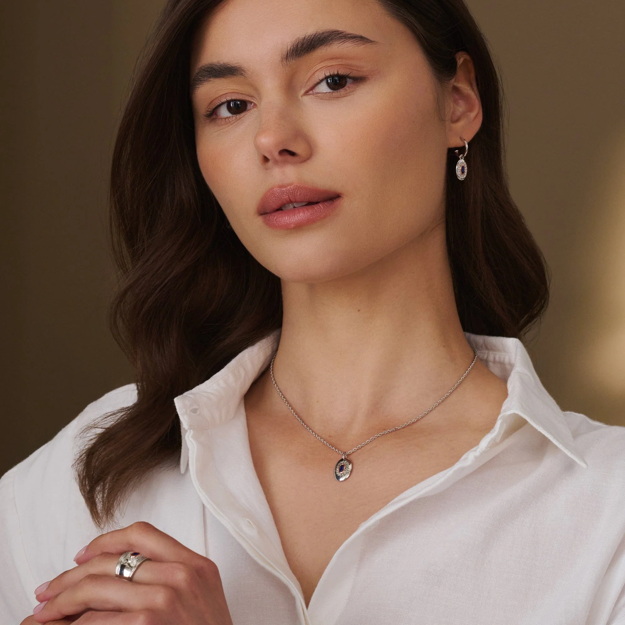Royal Clogau®  Sterling Silver Diana Pendant with Sapphire & Topaz - Image 2