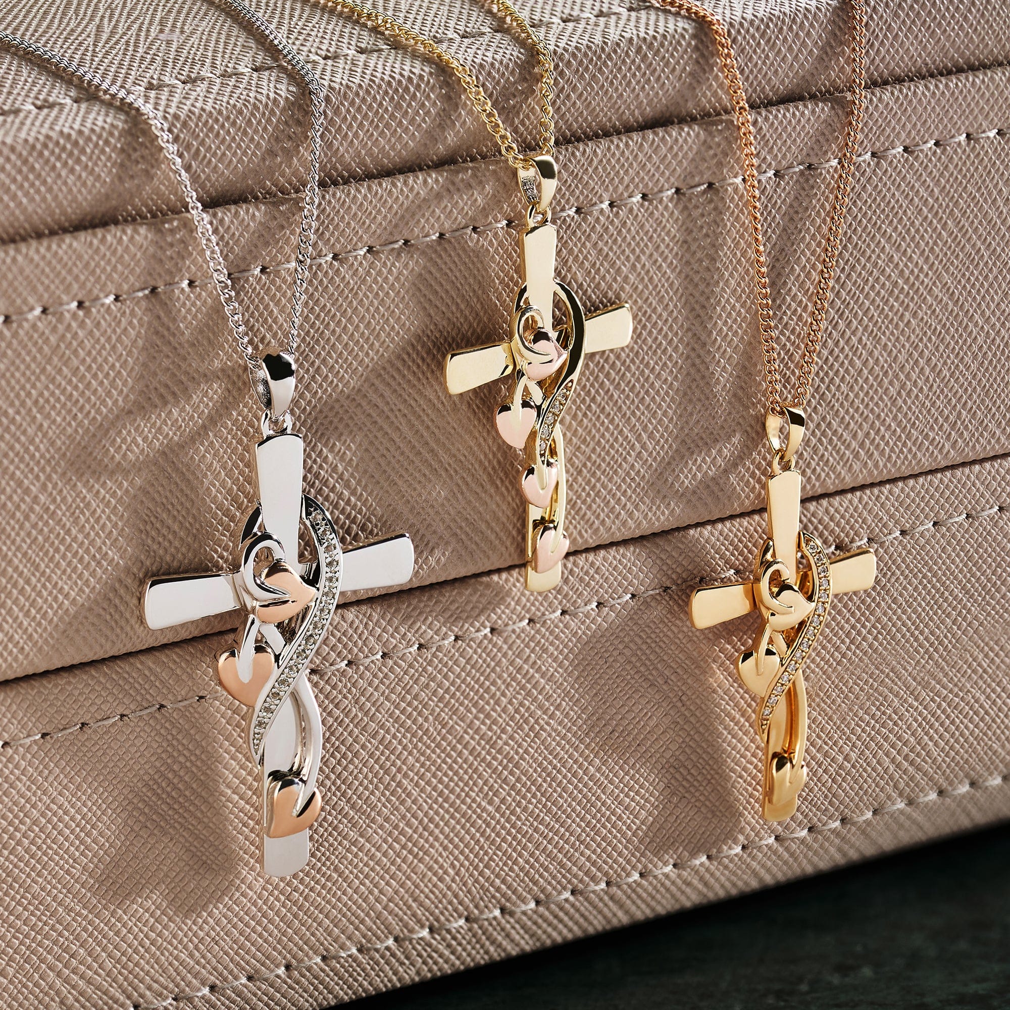 Tree of Life® Sterling Silver Vine Cross Pendant with Topaz - Image 2